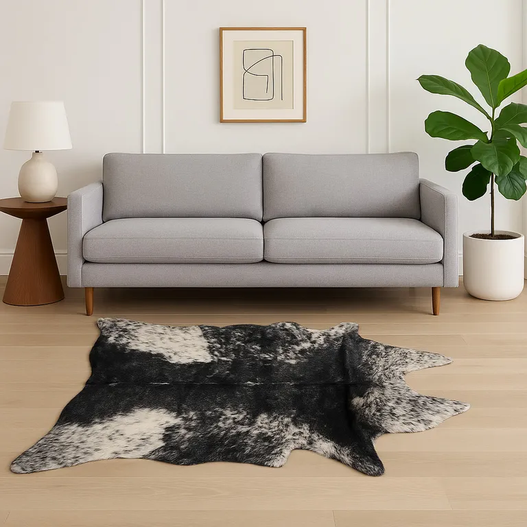 Acrylic Plush Polyester S&P Black White Rug Photo 1