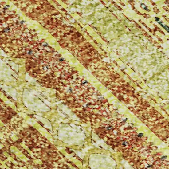 Amber And Artichoke Green Striped Washable Area Rug With UV Protection Photo 2