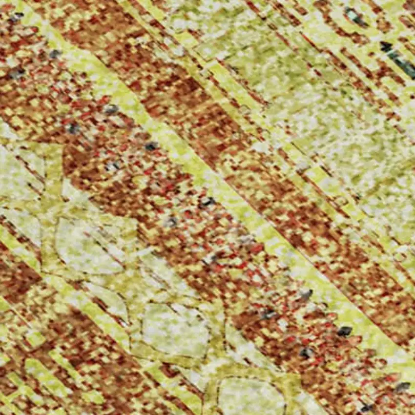 Amber And Artichoke Green Striped Washable Area Rug With UV Protection Photo 2