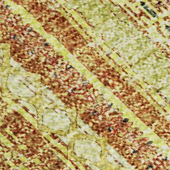 Amber And Artichoke Green Striped Washable Area Rug With UV Protection Photo 2