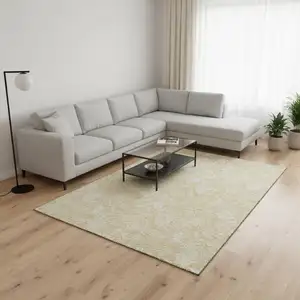 Photo of Amber And Ivory Floral Washable Area Rug With UV Protection