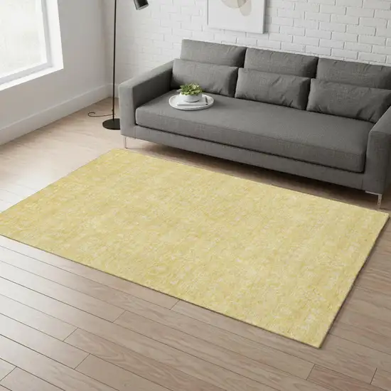 Amber And Ivory Floral Washable Area Rug With UV Protection Photo 1