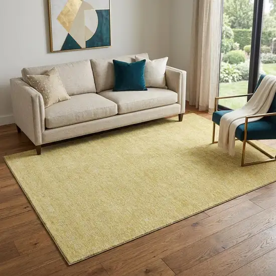 Amber And Ivory Floral Washable Area Rug With UV Protection Photo 1