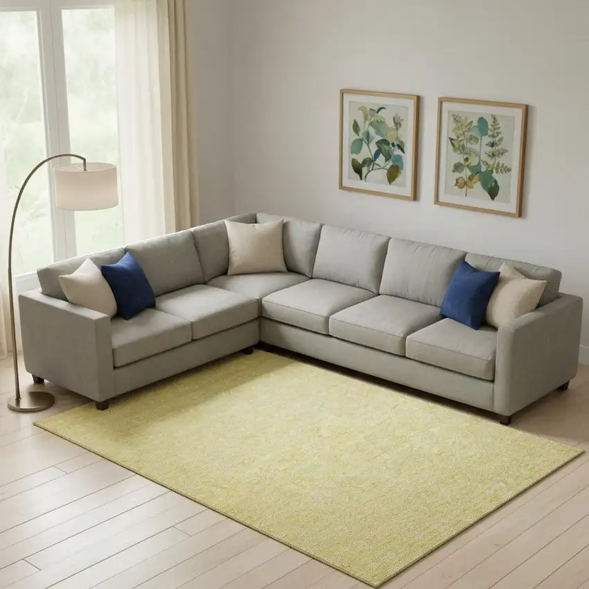 Amber And Ivory Floral Washable Area Rug With UV Protection Photo 1