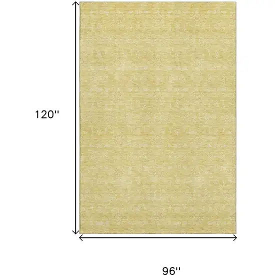 Amber And Ivory Floral Washable Area Rug With UV Protection Photo 3