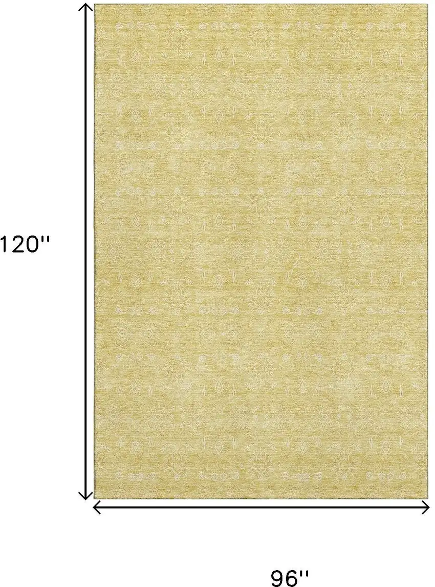 Amber And Ivory Floral Washable Area Rug With UV Protection Photo 3