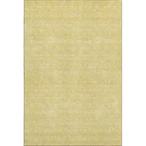 Photo of Amber And Ivory Floral Washable Area Rug With UV Protection