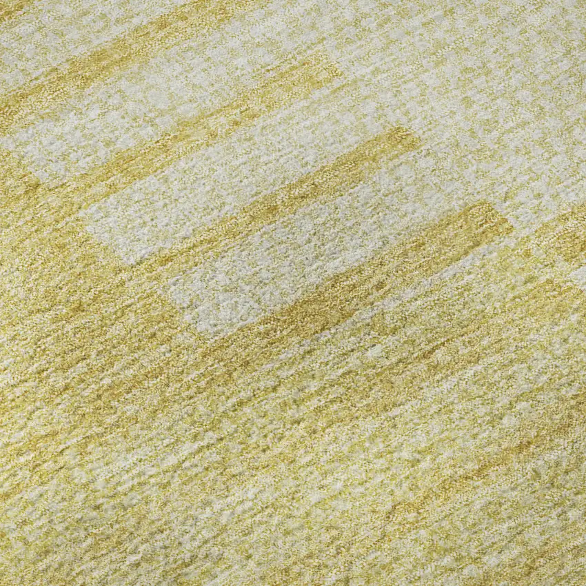 Amber And Ivory Striped Washable Area Rug With UV Protection Photo 9