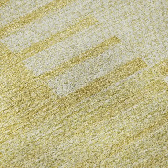 Amber And Ivory Striped Washable Area Rug With UV Protection Photo 9