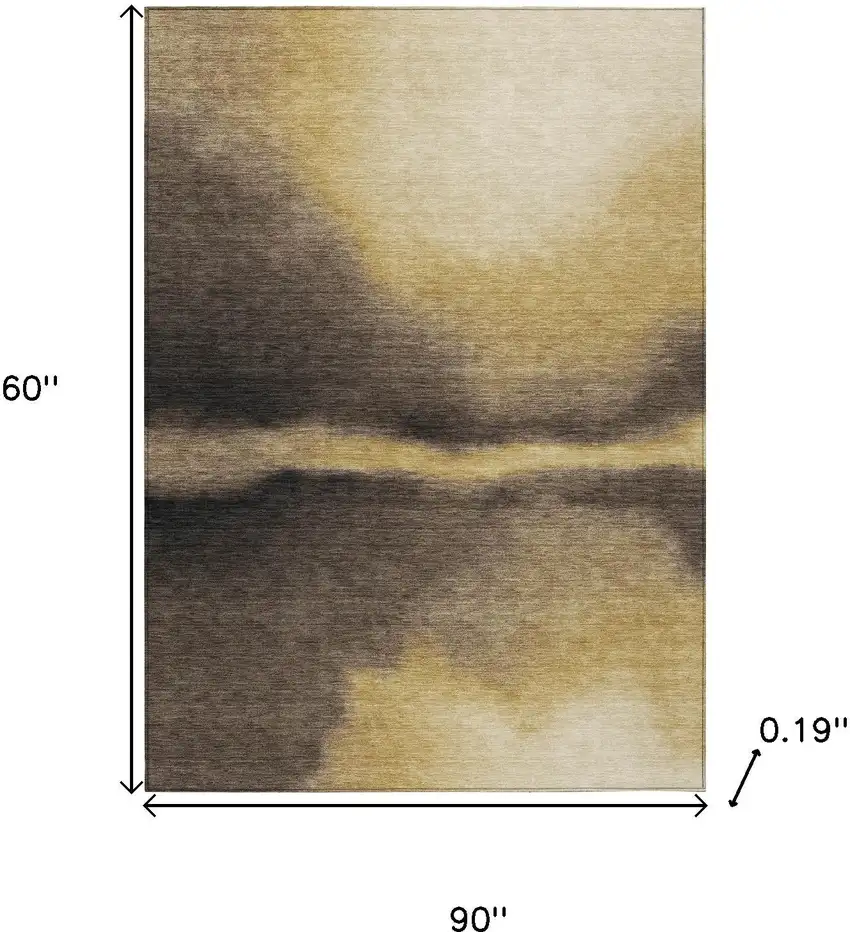 Amber Black And Brown Abstract Washable Indoor Outdoor Area Rug Photo 3