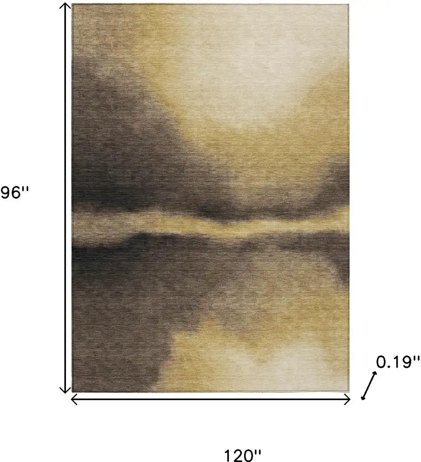 Amber Black And Brown Abstract Washable Indoor Outdoor Area Rug Photo 3