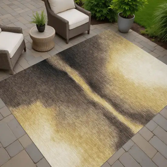 Amber Black And Brown Abstract Washable Indoor Outdoor Area Rug Photo 8