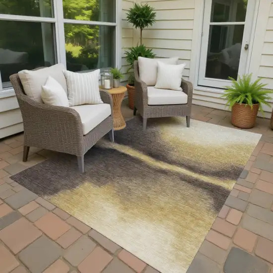 Amber Black And Brown Abstract Washable Indoor Outdoor Area Rug Photo 6