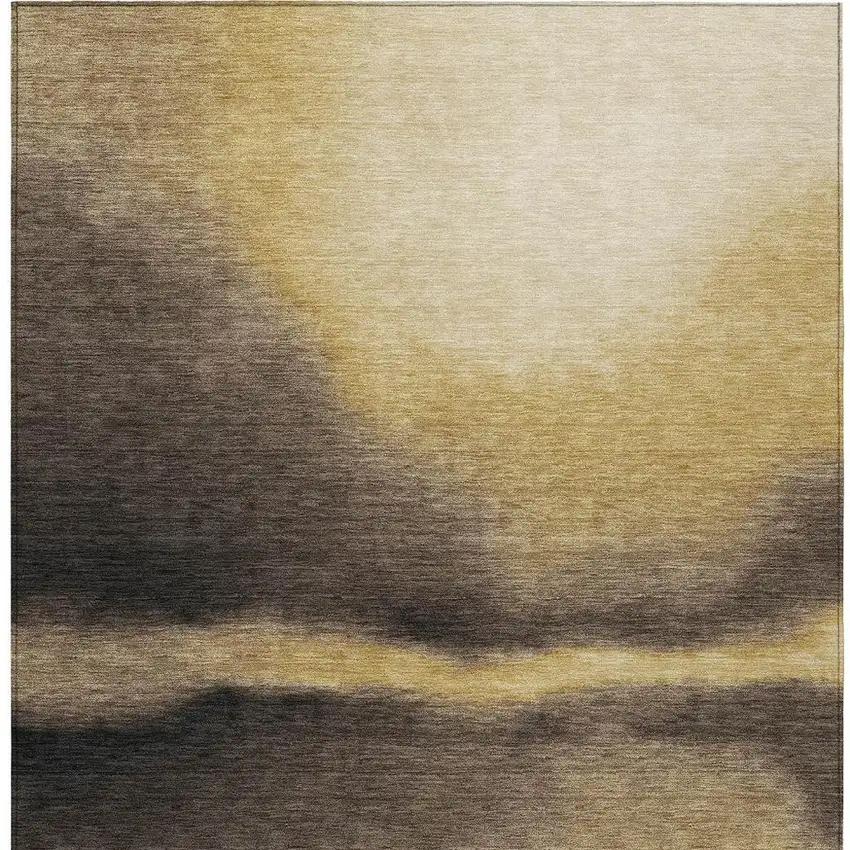 Amber Black And Brown Abstract Washable Indoor Outdoor Area Rug Photo 4