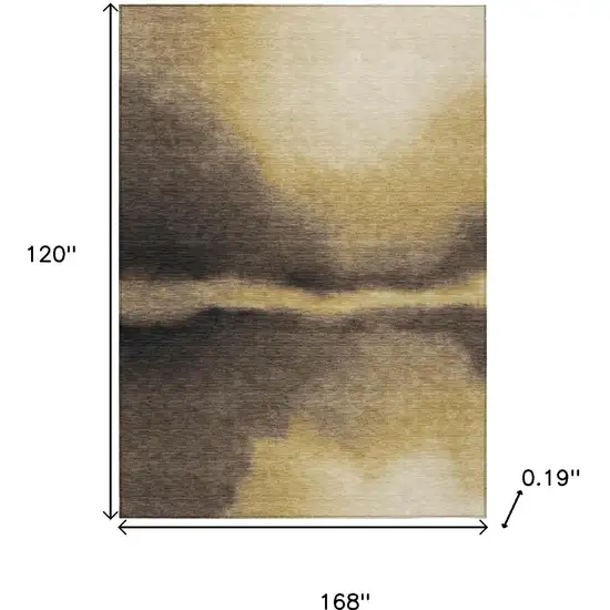 Amber Black And Brown Abstract Washable Indoor Outdoor Area Rug Photo 3