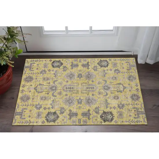 Amber Gray And Charcoal Oriental Washable Area Rug With UV Protection Photo 2