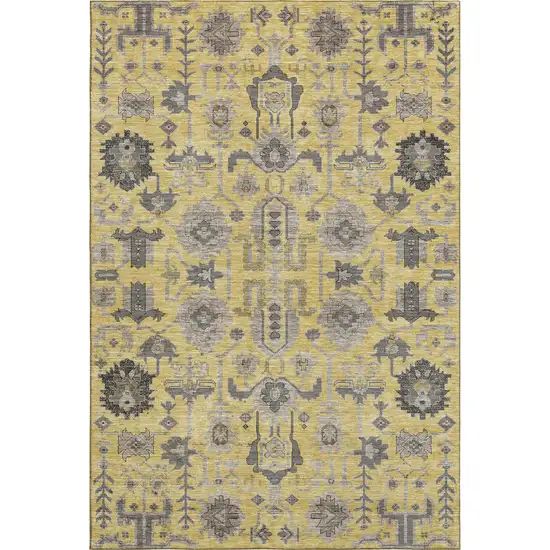 Amber Gray And Charcoal Oriental Washable Area Rug With UV Protection Photo 1