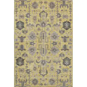 Photo of Amber Gray And Charcoal Oriental Washable Area Rug With UV Protection