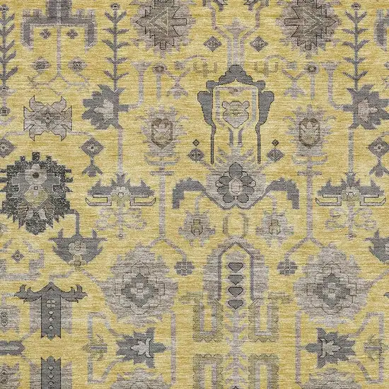 Amber Gray And Charcoal Oriental Washable Area Rug With UV Protection Photo 3