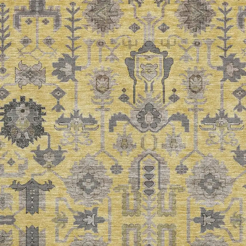 Amber Gray And Charcoal Oriental Washable Area Rug With UV Protection Photo 3