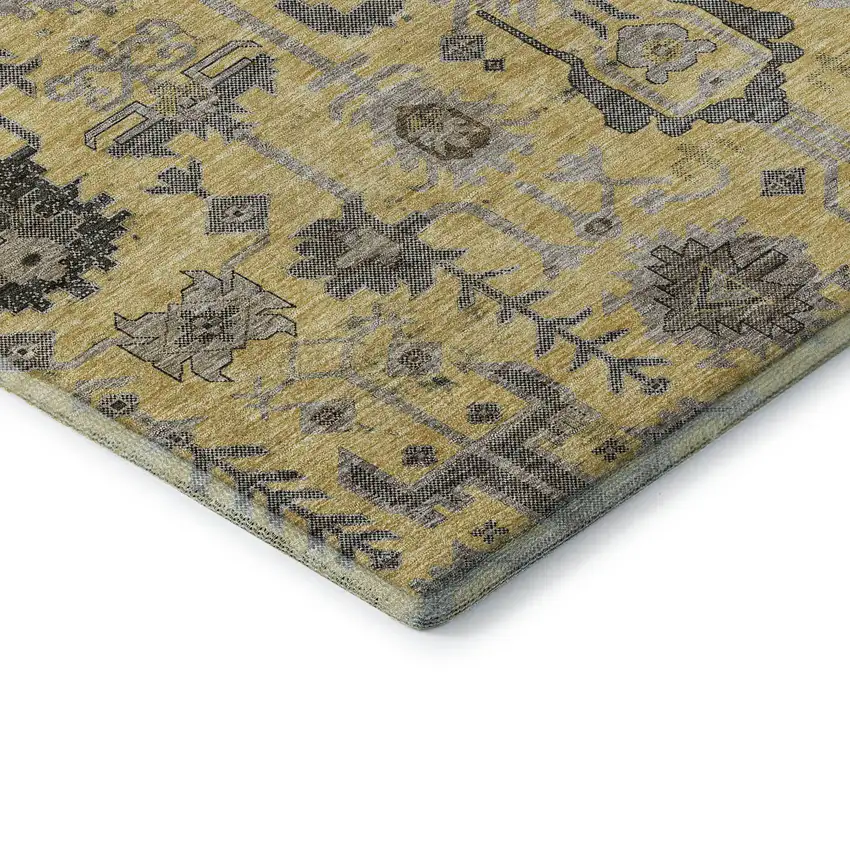 Amber Gray And Charcoal Oriental Washable Area Rug With UV Protection Photo 9