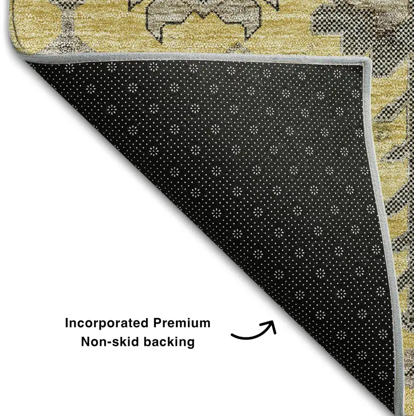 Amber Gray And Charcoal Oriental Washable Area Rug With UV Protection Photo 8