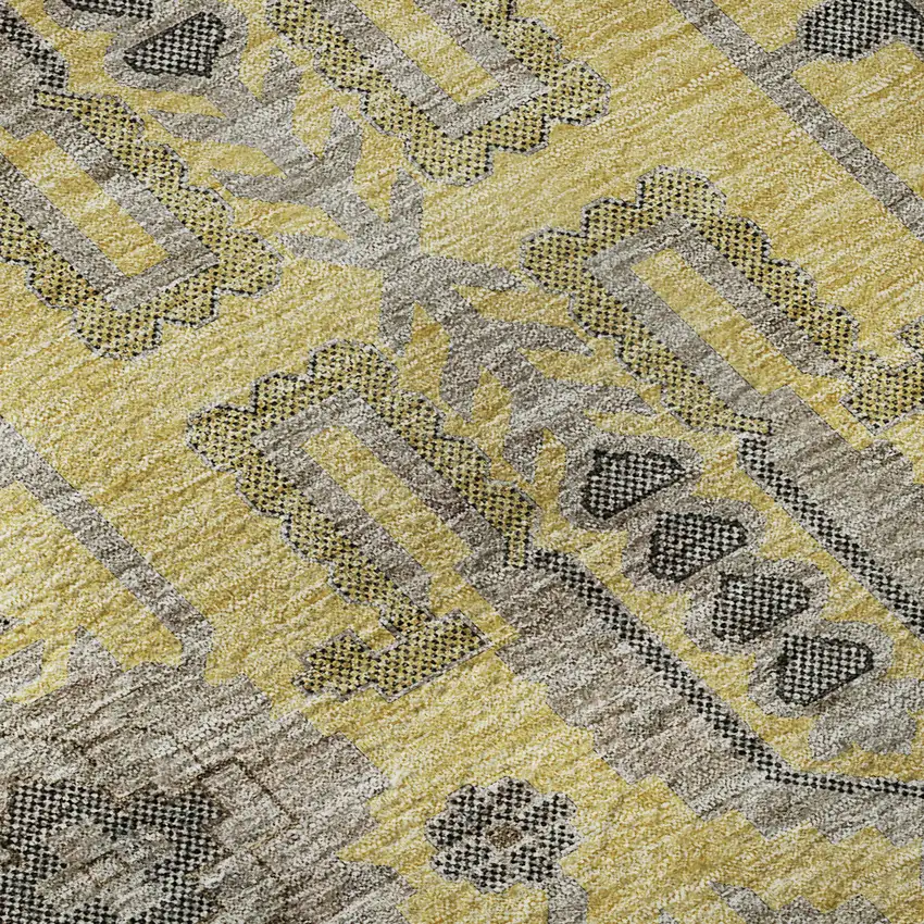 Amber Gray And Charcoal Oriental Washable Area Rug With UV Protection Photo 9