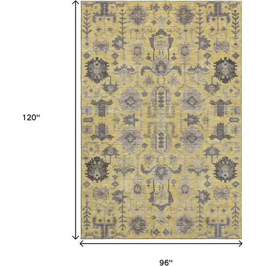 Amber Gray And Charcoal Oriental Washable Area Rug With UV Protection Photo 3