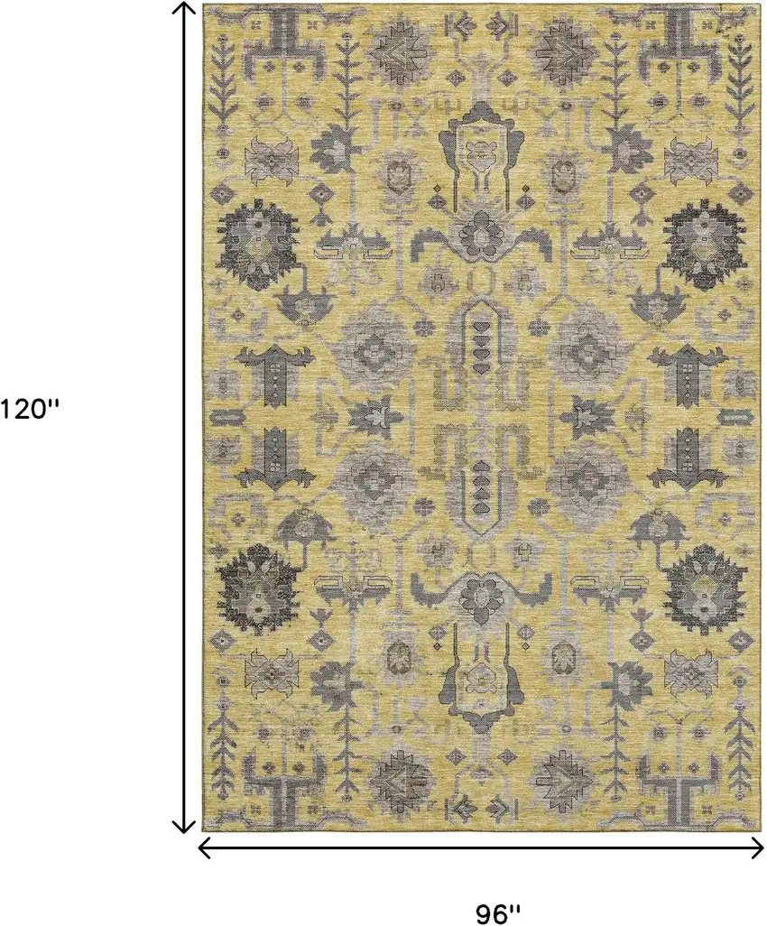 Amber Gray And Charcoal Oriental Washable Area Rug With UV Protection Photo 3