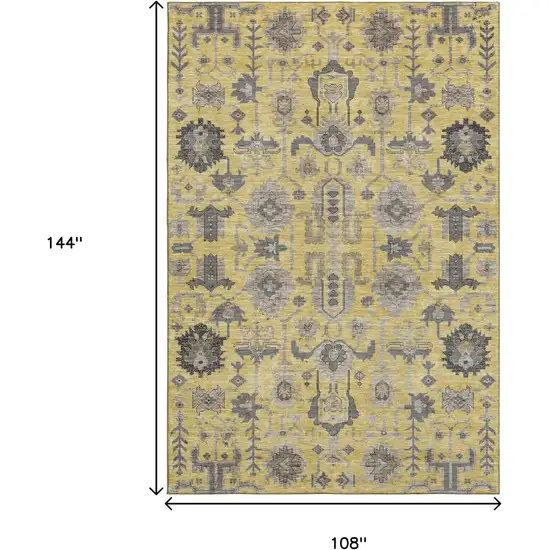Amber Gray And Charcoal Oriental Washable Area Rug With UV Protection Photo 3