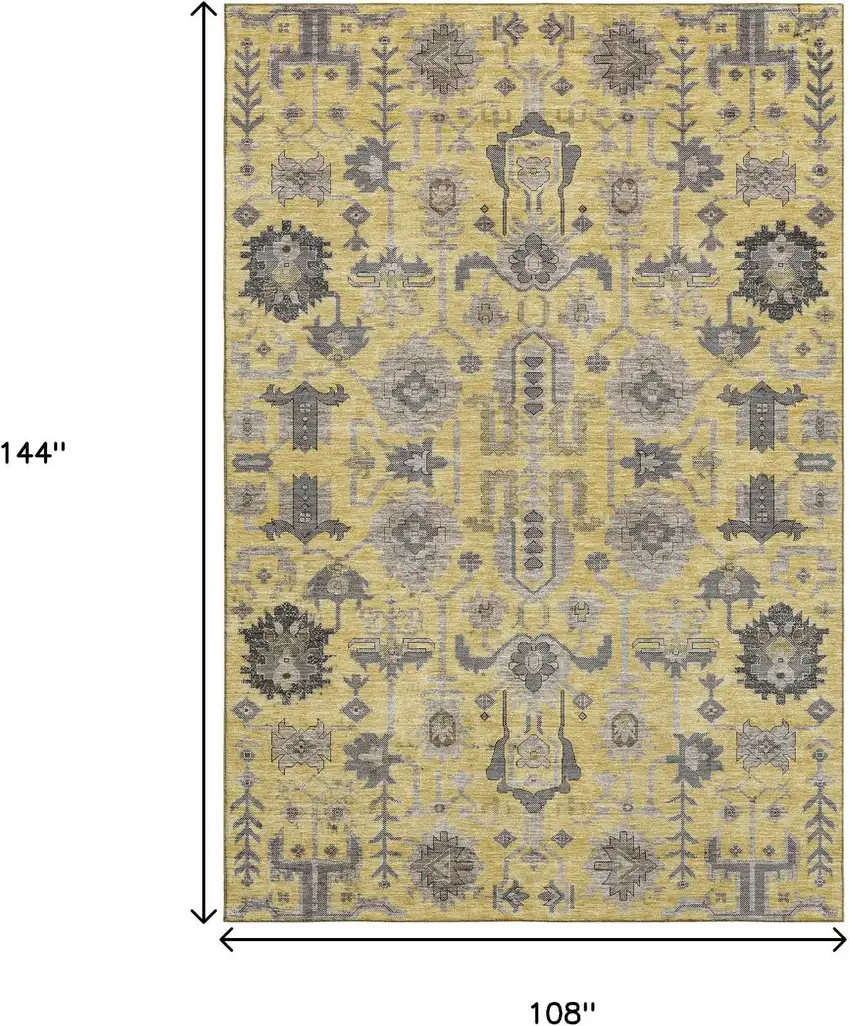 Amber Gray And Charcoal Oriental Washable Area Rug With UV Protection Photo 3