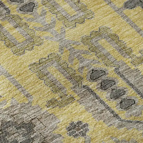 Amber Gray And Charcoal Oriental Washable Area Rug With UV Protection Photo 9