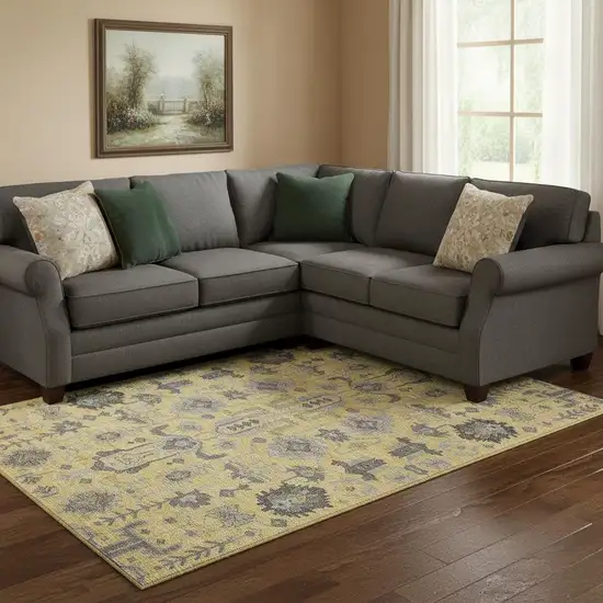 Amber Gray And Charcoal Oriental Washable Area Rug With UV Protection Photo 1