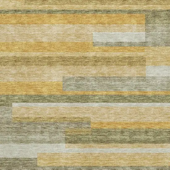 Amber Ivory And Gray Striped Washable Area Rug With UV Protection Photo 2