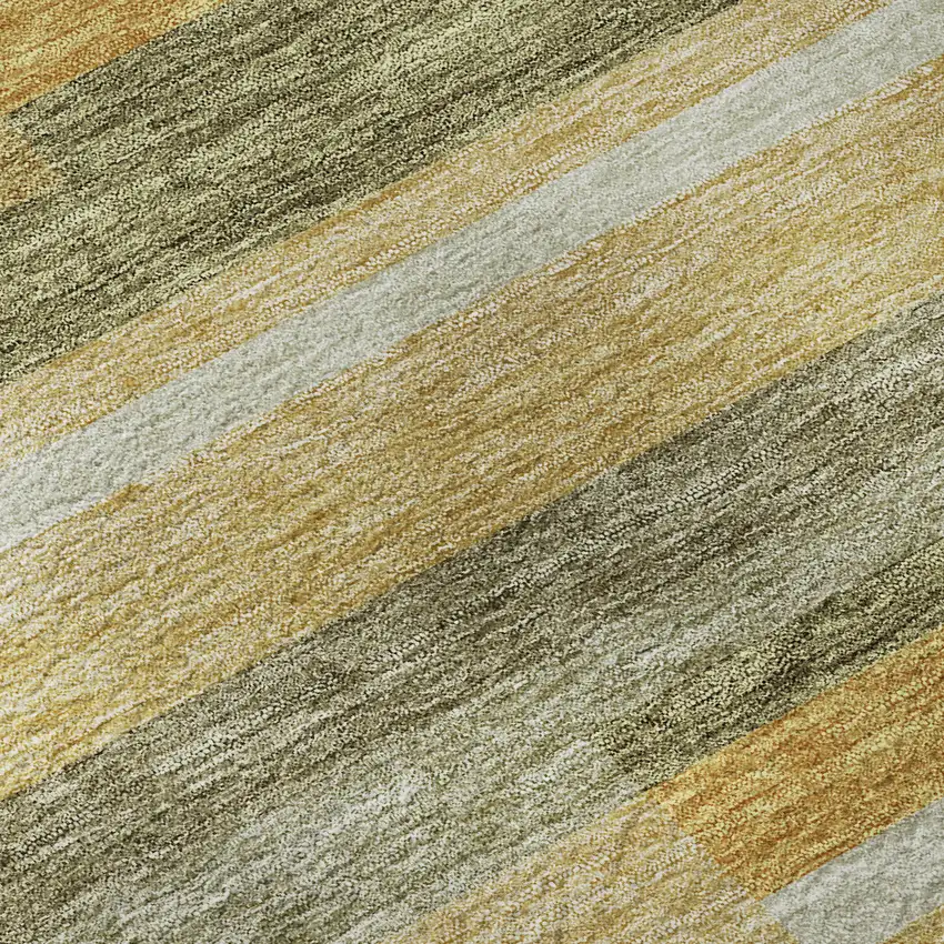 Amber Ivory And Gray Striped Washable Area Rug With UV Protection Photo 9