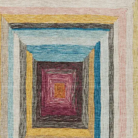 Amber Pink And Teal Blue Geometric Washable Indoor Outdoor Area Rug Photo 3