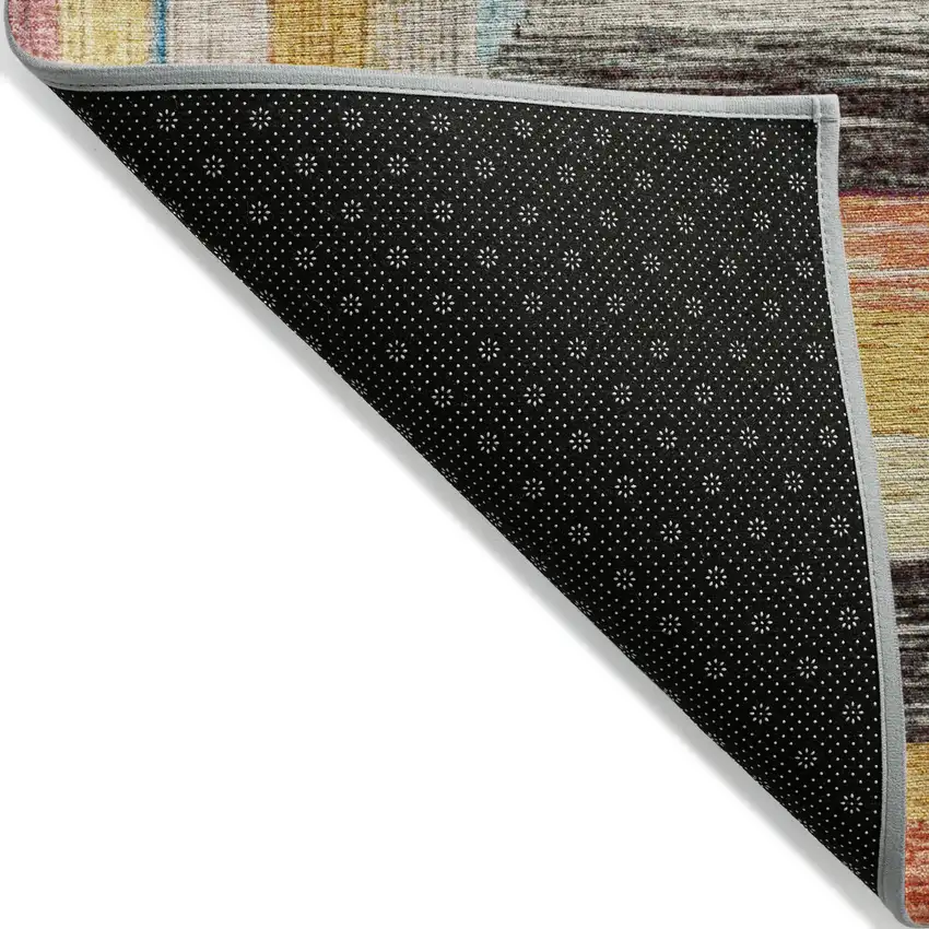 Amber Pink And Teal Blue Geometric Washable Indoor Outdoor Area Rug Photo 5