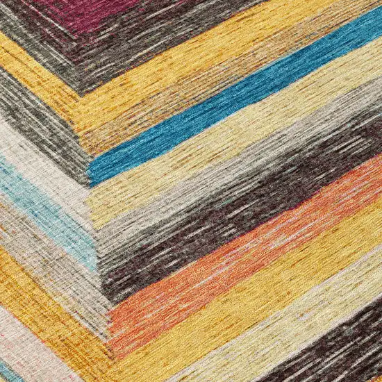 Amber Pink And Teal Blue Geometric Washable Indoor Outdoor Area Rug Photo 8