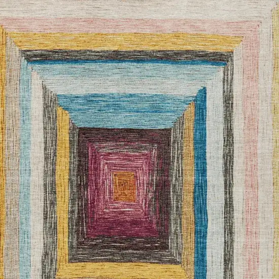 Amber Pink And Teal Blue Geometric Washable Indoor Outdoor Area Rug Photo 3