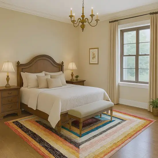 Amber Pink And Teal Geometric Washable Area Rug With UV Protection Photo 6