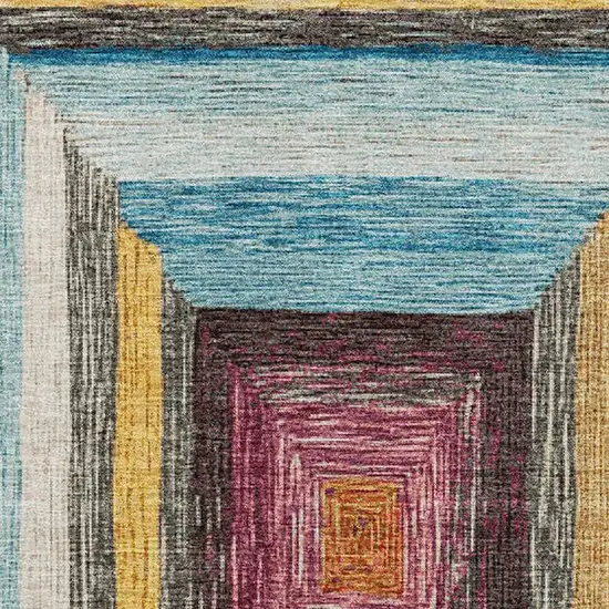 Amber Pink And Teal Geometric Washable Area Rug With UV Protection Photo 3