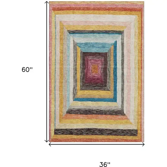 Amber Pink And Teal Geometric Washable Area Rug With UV Protection Photo 9