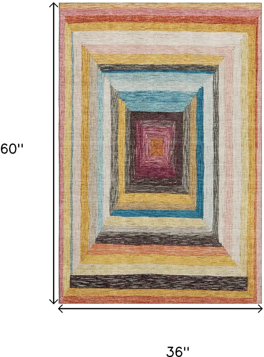 Amber Pink And Teal Geometric Washable Area Rug With UV Protection Photo 9