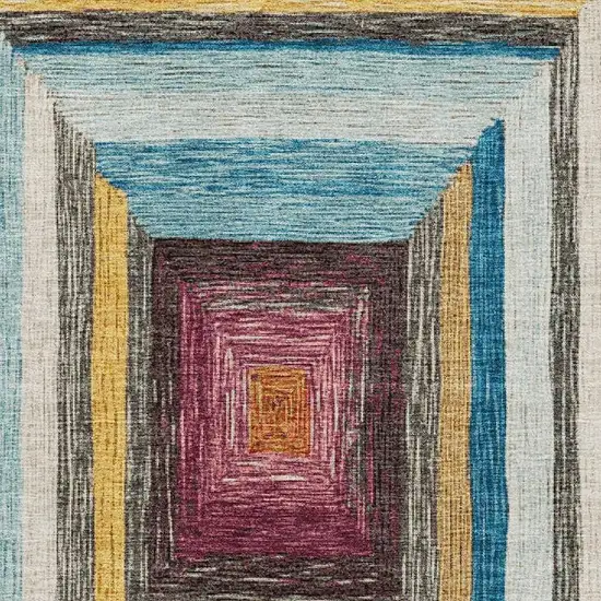 Amber Pink And Teal Geometric Washable Area Rug With UV Protection Photo 4