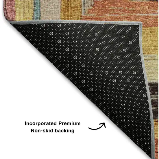 Amber Pink And Teal Geometric Washable Area Rug With UV Protection Photo 7