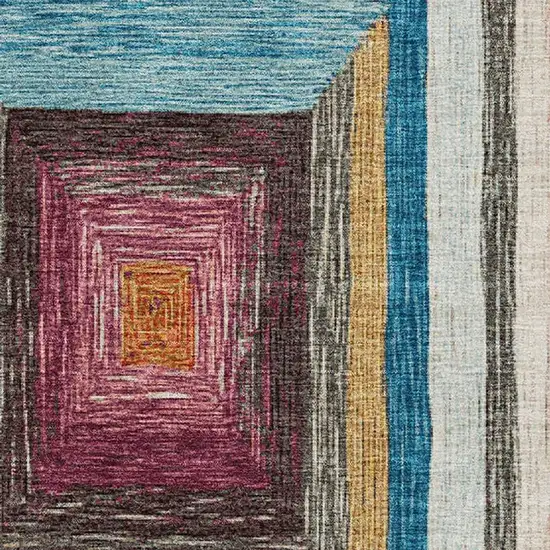 Amber Pink And Teal Geometric Washable Area Rug With UV Protection Photo 3