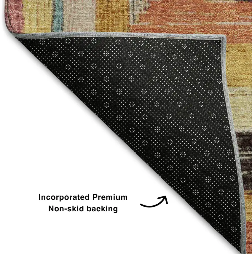 Amber Pink And Teal Geometric Washable Area Rug With UV Protection Photo 7