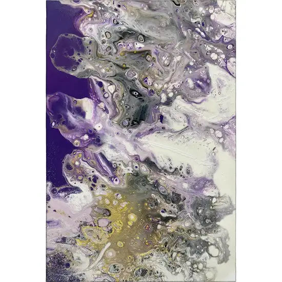Amethyst Ivory And Gold Abstract Washable Indoor Outdoor Area Rug Photo 2