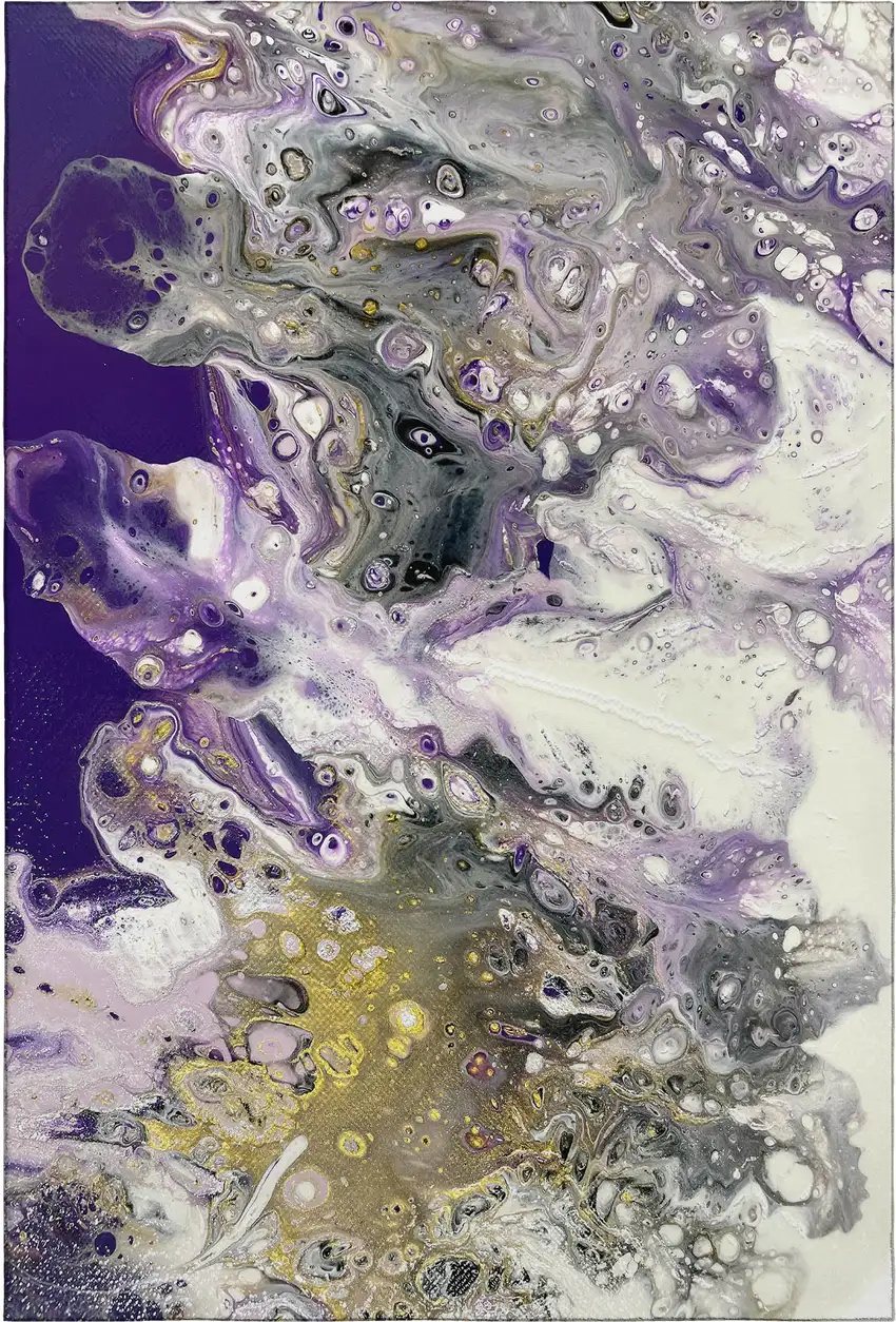 Amethyst Ivory And Gold Abstract Washable Indoor Outdoor Area Rug Photo 2
