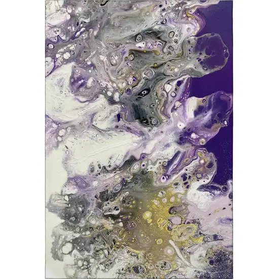 Amethyst Ivory And Gold Abstract Washable Indoor Outdoor Area Rug Photo 4